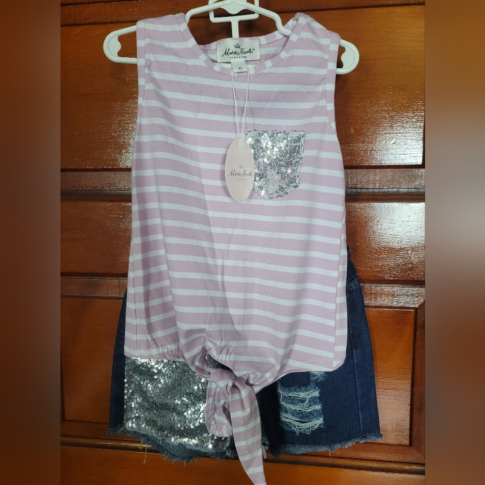 Purple and Silver Matching Set with Floral Accents